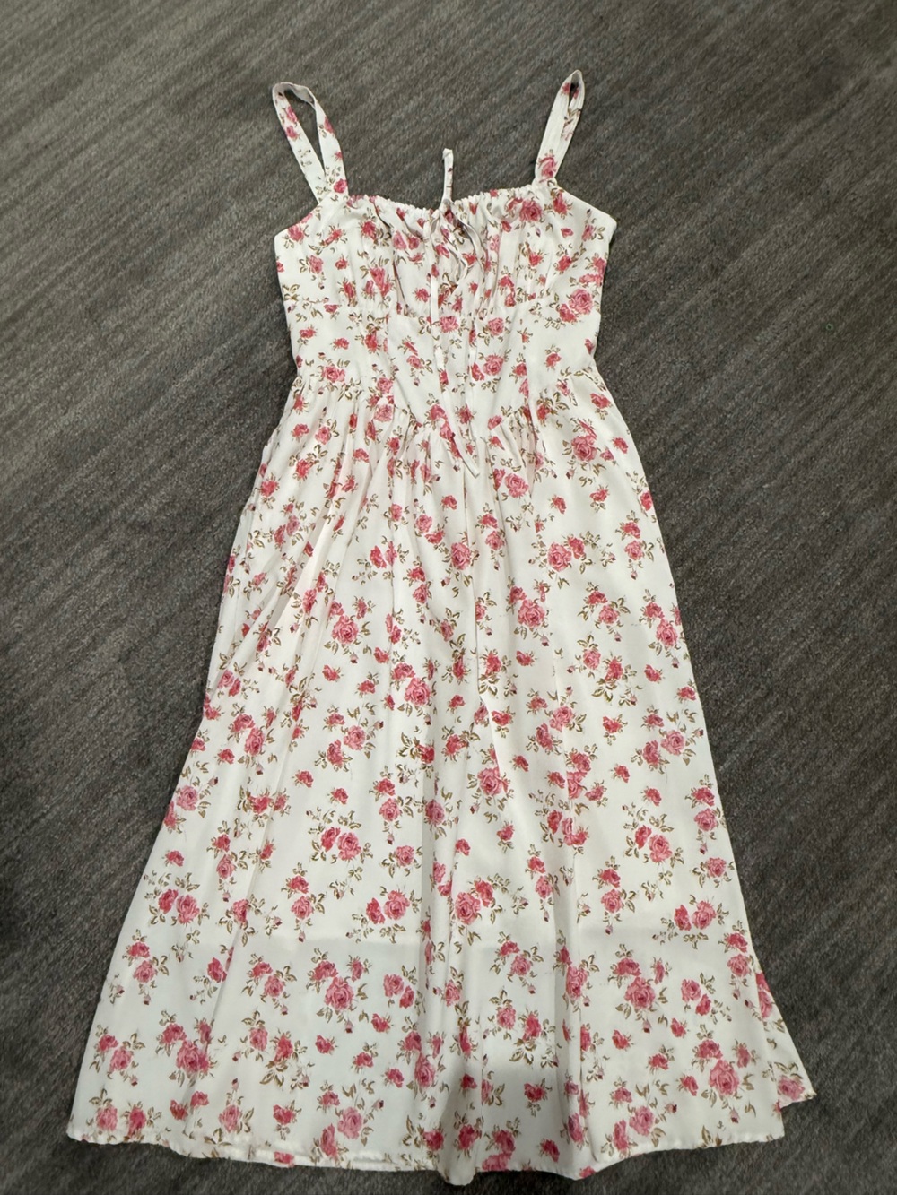Scarlet Darkness Pink Floral Milkmaid Midi Dress Size Medium NWOT - Picture 2 of 10